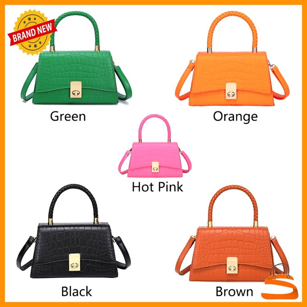 Small Crossbody Bag Mini Satchel PU Leather Classic Style Top Handle - Picture 2 of 4